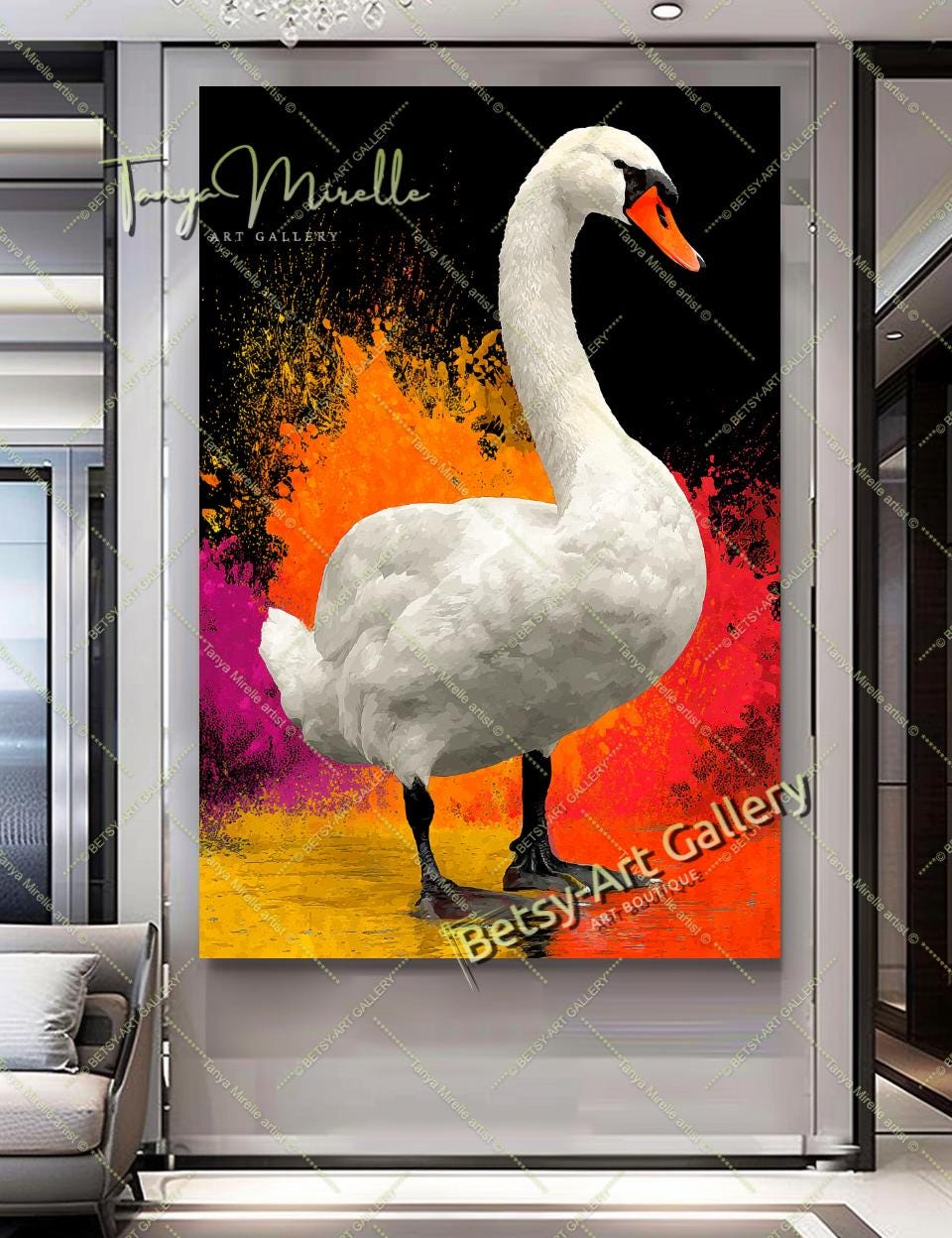 Abstract Swan Canvas Print – Vivid Colors Wildlife Wall Art - Etsy