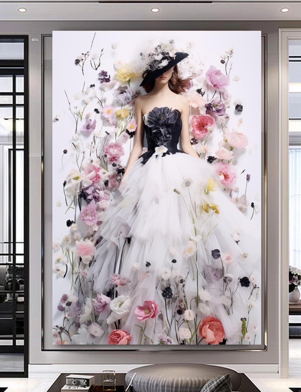 花柄の女性のキャンバスプリント：シックでファッショナブルなホーム