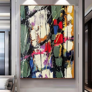 Textured Abstract Oil Painting: Bold Colors, Modern Impasto Canvas (No Frame)