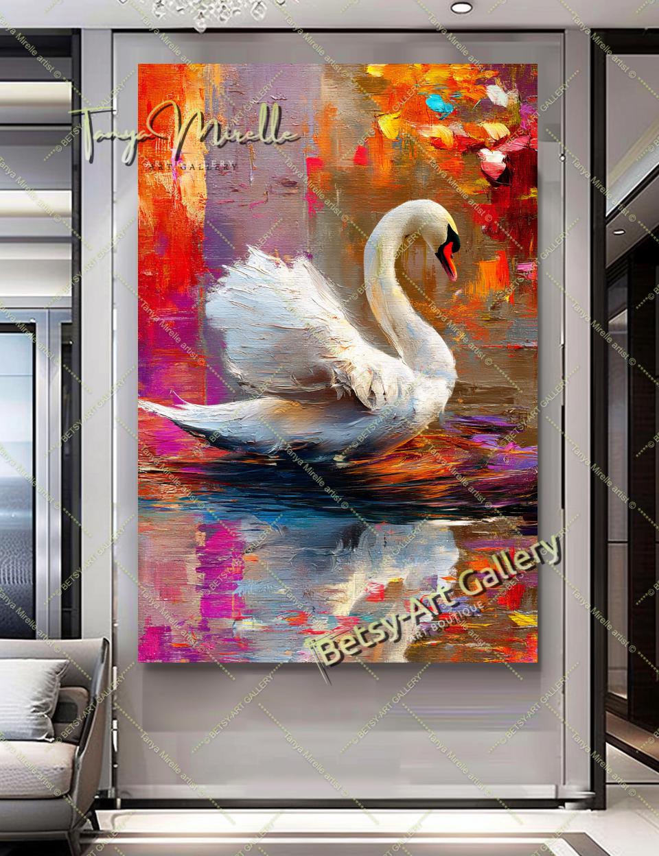 Abstract Swan Canvas Print – Vivid Colors Wildlife Wall Art - Etsy