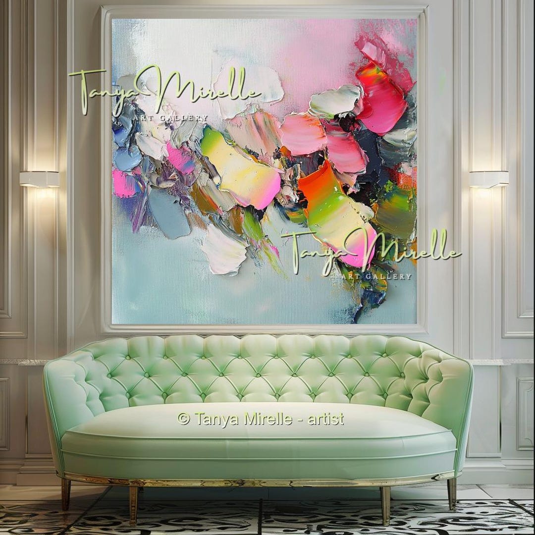 Soft Colors Impasto Wall Art: Modern Abstract Painting on Canvas for ...