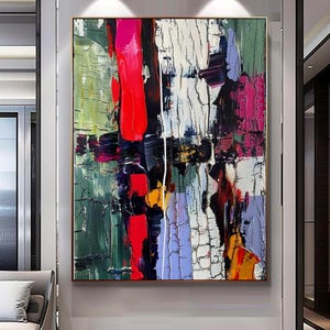 Vibrant Abstract Impasto Oil Painting: Modern Textured Canvas Art (Unframed)