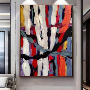 Vibrant Abstract Impasto Oil Painting on Linen Canvas - Unframed