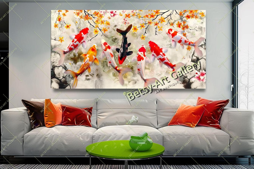 Koi Fish Canvas Print: Japanese Zen Wall Art for Living Room - Etsy