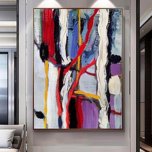 Vibrant Abstract Oil Painting: Modern Impasto Canvas Wall Art (No Frame)