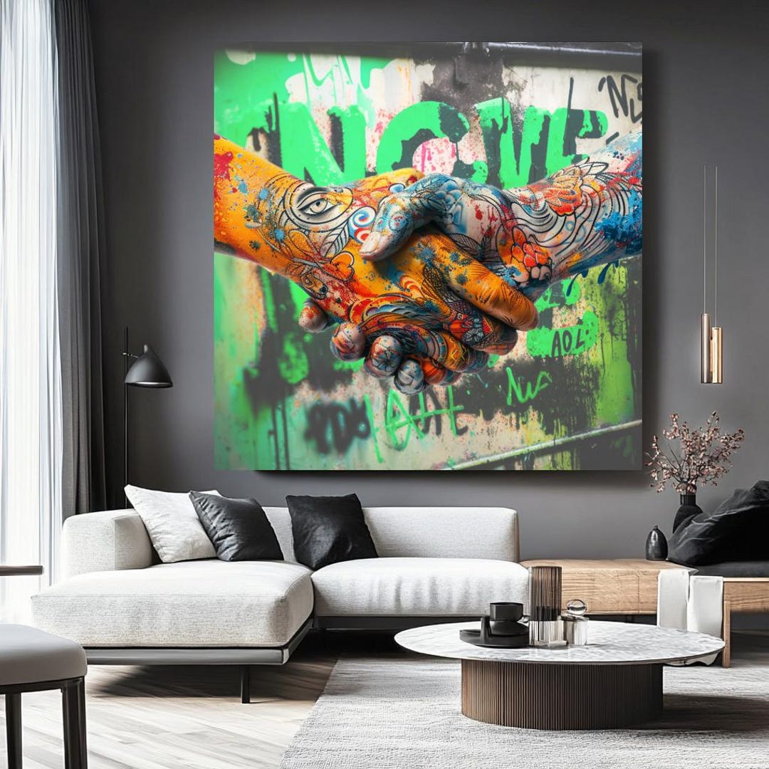 Tattooed Hands Handshake Canvas Print: Graffiti Street Art Decor - Etsy