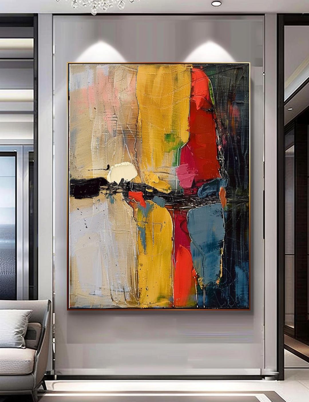 Large Abstract Impasto Oil Painting: Colorful Textured Canvas Art (no ...