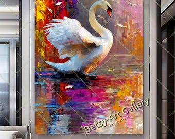 Abstract Swan Canvas Print – Vivid Colors Wildlife Wall Art - Etsy