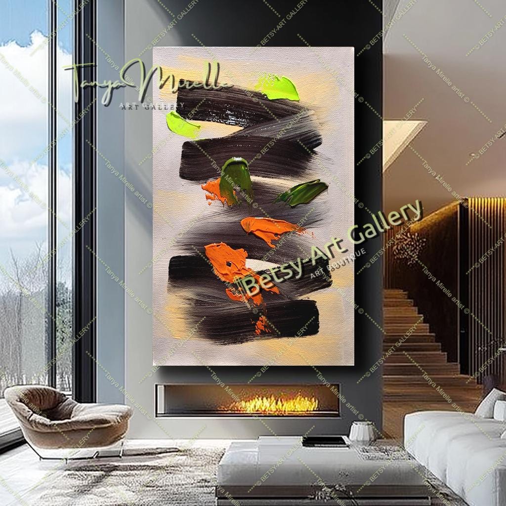 Unique Modern Abstract Impasto Oil Painting on Canvas, Handmade