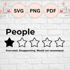 Menschen One Star Bewertung überbewertet enttäuschend würde nicht empfehlen | SVG, PNG, PDF Schnittdatei für Silhouette Cameo und Cricut