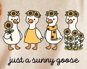 Sunflower Goose PNG, Summer Floral Clipart (Digital Download)