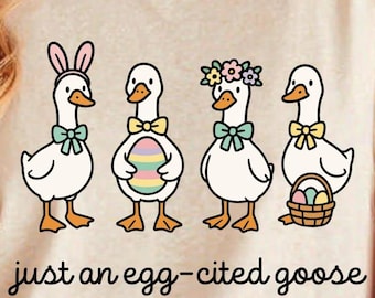 Easter Goose PNG, Cute Bunny Goose Clipart, Funny Egg Goose Sublimation Design, Spring Flower Goose PNG, Easter Basket Goose Printable