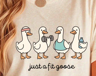 Funny Fitness Goose PNG, Workout Goose Clipart, Gym Goose Sublimation, Cute Weightlifting Goose