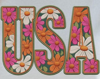 Floral USA PNG, Flagge, 4. Juli (Digitaler Download)