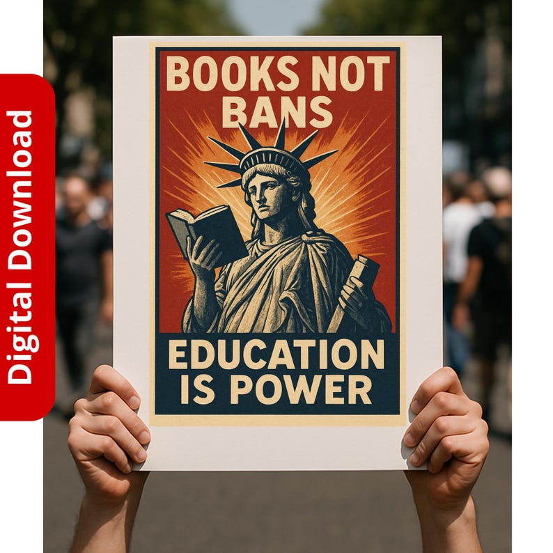 Books Not Bans Protest Sign - Education Poster (digital Download) - Etsy
