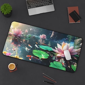 Beautiful Koi Fish Desk Mat, Nishikigoi, Koi Fish Pond Playmat Mousepad L XL  XXL, Gaming Mouse Pad - Office Desk Accessory