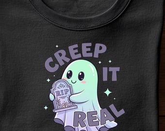 Grumpy Ghost Halloween Illustration: Creep It Real PNG (Digital Download