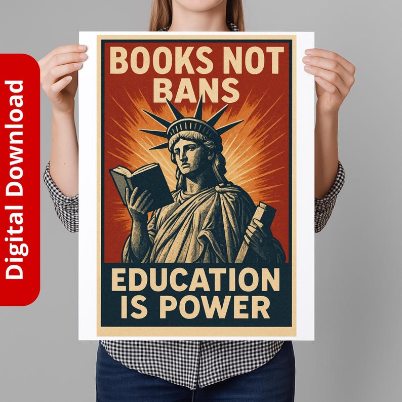 Books Not Bans Protest Sign - Education Poster (digital Download) - Etsy