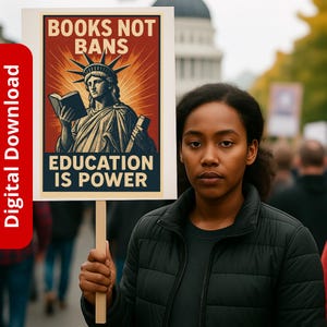 Books Not Bans Protest Sign - Education Poster (digital Download) - Etsy