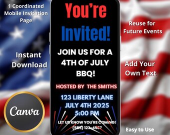 Animated 4th of July BBQ Invitation | Fireworks Evite (Digital Download)