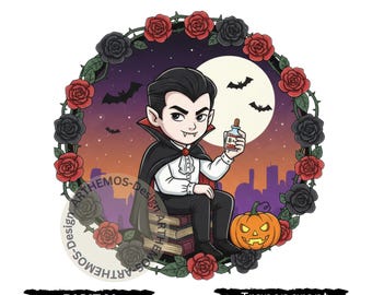 Vampir PNG: Halloween Kinder T-Shirt Design (Digitaler Download)
