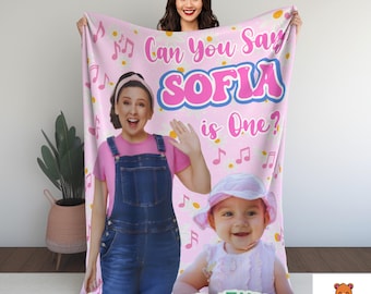 Miss Rachel Custom Photo & Name Blanket Keepsake, Custom Can You Say, Baby Swaddle, 1st Birthday Gift,Toddler Blanket with Name
