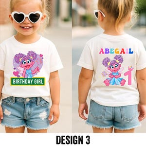 Personalized Name Elmo Cookie Monster Abby Cadabby Birthday Shirt, Back & Front Print, Personalized Birthday Outfit,Street Theme Party Shirt