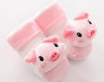 Calcetines antideslizantes suaves con animales para bebés, ideales para baby shower, de 10 a 36 meses.