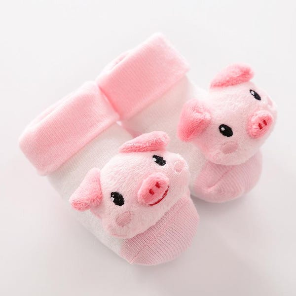 Embroidered striped baby socks cute animal baby cotton socks main image 0