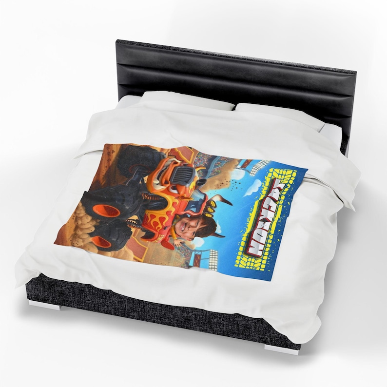 Gepersonaliseerde El Toro Loco-monstertruckdeken: monstertruck aangepaste deken cadeau voor kinderen, gepersonaliseerd cadeau voor peuter, cadeau vrachtwagenliefhebber afbeelding 5