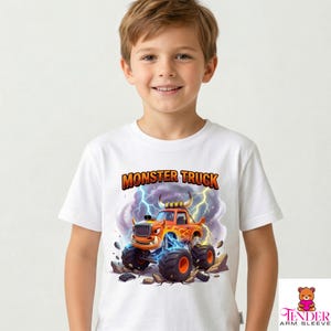 Camiseta Monster Truck, inspirada en el Monster Truck El Toro de Monster Jam, regalo de cumpleaños, regalo personalizado para niños, regalo para pequeños amantes de los camiones. imagen 8