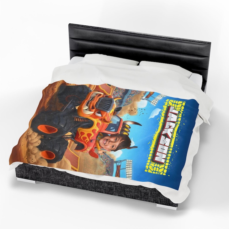 Gepersonaliseerde El Toro Loco-monstertruckdeken: monstertruck aangepaste deken cadeau voor kinderen, gepersonaliseerd cadeau voor peuter, cadeau vrachtwagenliefhebber afbeelding 6