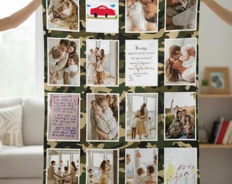 Custom Photo Blanket, Deployment Gift, Military Gift for Him, Army Wife, Army Mom, Army Graduation Gift, Long Distance Relationship Gift