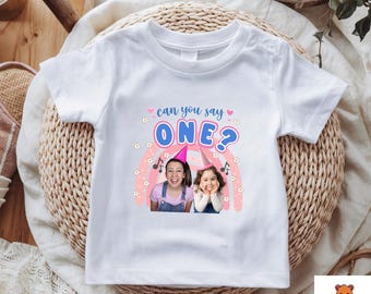 Gepersonaliseerde foto van je kind Can you say One shirt mevrouw Rachel Lover, Can you say dada shirt bijpassende peuter verjaardag shirts, babyshirt