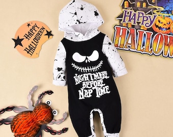Halloween Pumpkin Print Cotton Romper: Unisex Baby Outfit
