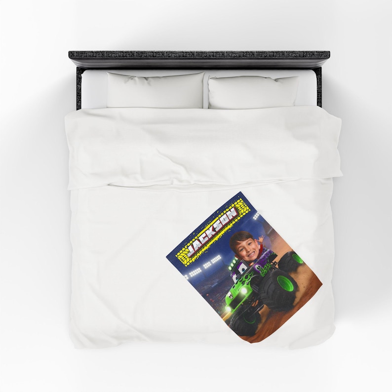 Gepersonaliseerde monstertruckdeken: Monster Jam Grave Digger Monster Truck, verjaardagscadeau, aangepast kindercadeau, cadeau peuter vrachtwagenliefhebber 30" × 40"