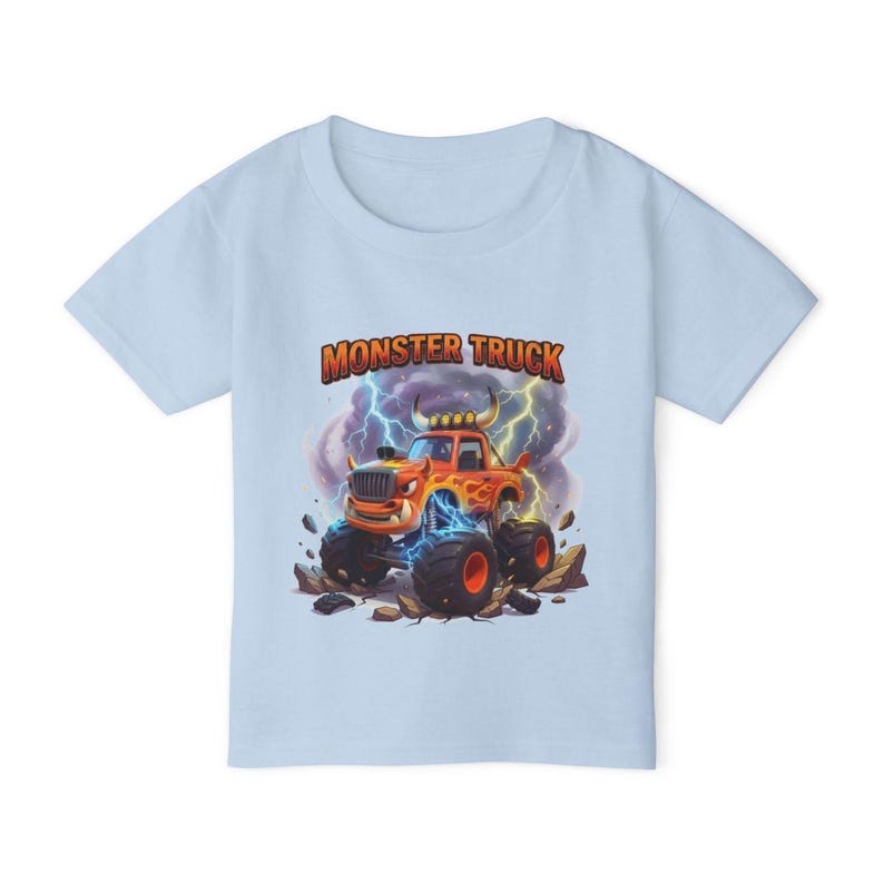 Camiseta Monster Truck, inspirada en el Monster Truck El Toro de Monster Jam, regalo de cumpleaños, regalo personalizado para niños, regalo para pequeños amantes de los camiones. Light Blue