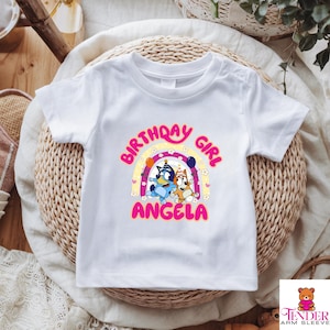 Personalized Bluey Birthday Girl Shirt Custom Birthday Shirt,  Boy Birthday Tee,Birthday Outfit Toddler Tee Kids Shirt Cute Gift Bday