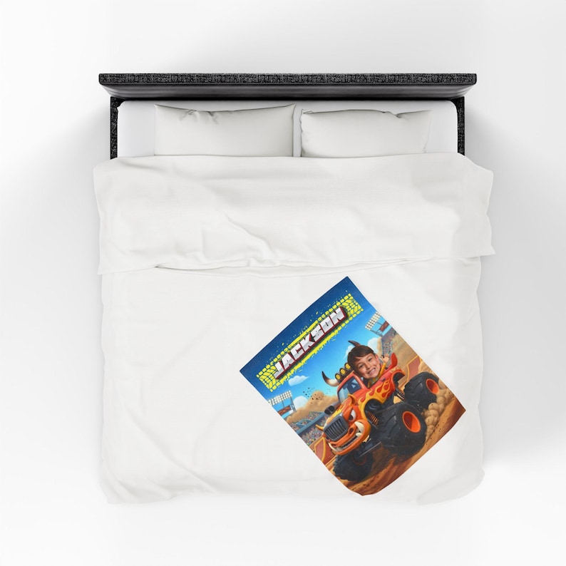 Gepersonaliseerde El Toro Loco-monstertruckdeken: monstertruck aangepaste deken cadeau voor kinderen, gepersonaliseerd cadeau voor peuter, cadeau vrachtwagenliefhebber 30" × 40"