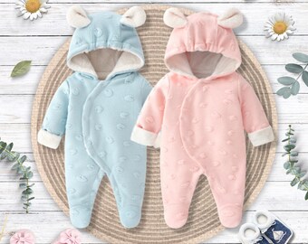 Cozy Baby Onesie, Cute Bear Adorable Hooded Romper for Newborns & Infants