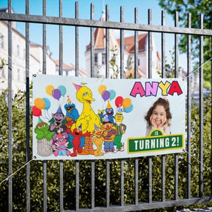 &quot;Sesamstraße Geburtstagsbanner &quot;&quot;Elmo, Abby Cadabby&quot;&quot; personalisiert&quot;