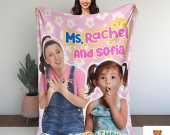 Personalized Miss Rachel Blanket: Custom Photo Baby Swaddle, Plush Polyester