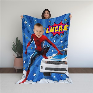Benutzerdefinierte Spinnen Decke, Spinnen Held Geschenk für Kinder, Spinnen-Geburtstags-Themaparty, Superheld Weihnachtsgeschenk für Kinder