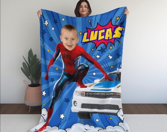 Custom Spider Blanket , Spider Hero Gift For Kids , Spider Birthday Theme Party, Superhero Christmas Gift For Kids