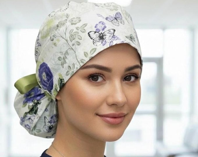 Surgical Scrub Cap with Ponytail Nurse Uniform Hat for Operating Room