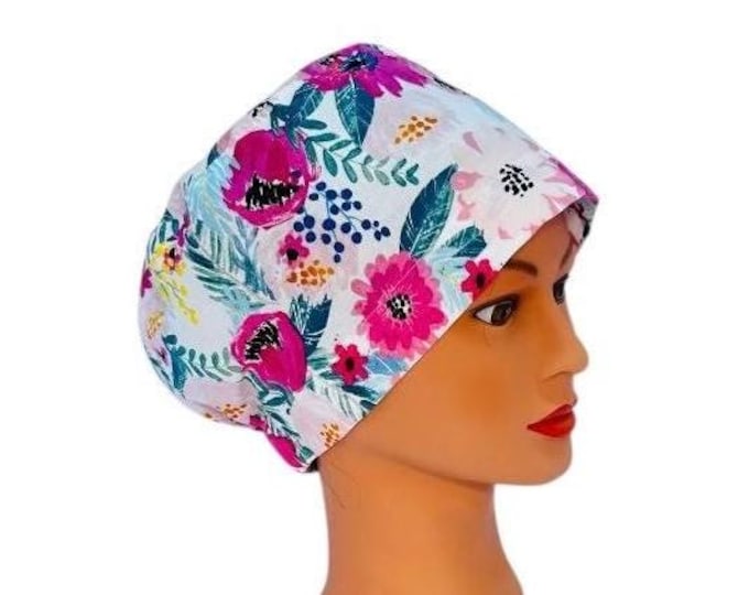 Floral print Nurse Cap Surgical Scrub Head Cover OR Hat