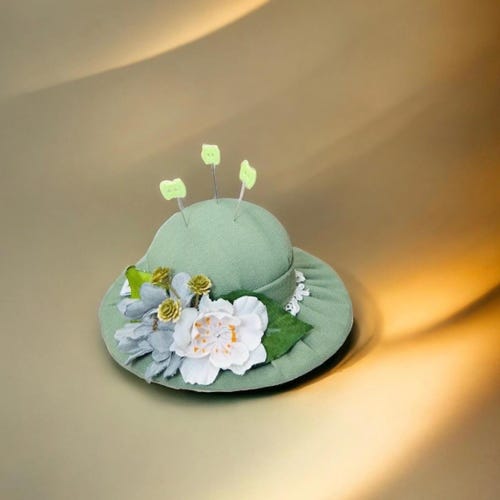Vintage Inspired Classic Ladies Hat Pincushion – Handmade Decorative Needle Holder