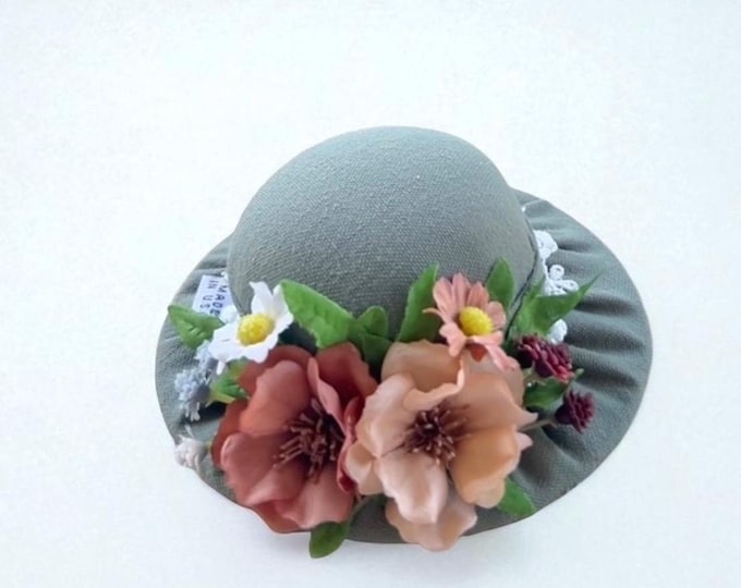Floral Sage Green Hat Pincushion - Handmade Needle Holder
