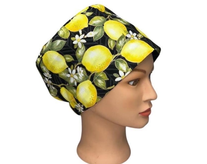 Lemon Print Surgical Scrub Cap Nurse Uniform Hat Operating Room Head Covering OR Nurse Gift