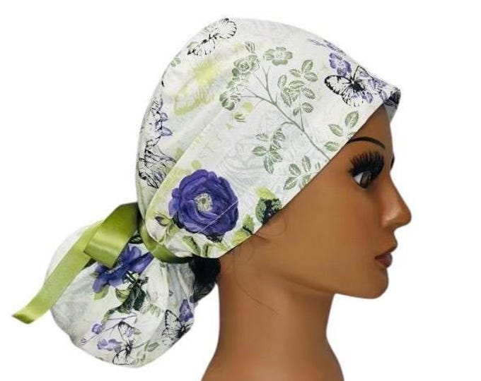 Surgical Scrub Cap with Ponytail Nurse Uniform Hat for Operating Room